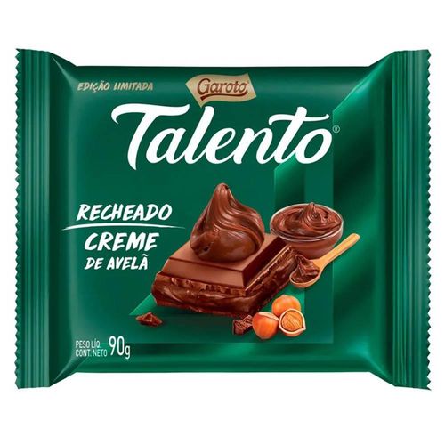 Chocolate Talento Creme de Avelã Garoto Delicioso Chocolate com Irresistível Creme de Avelã da Garoto 90g