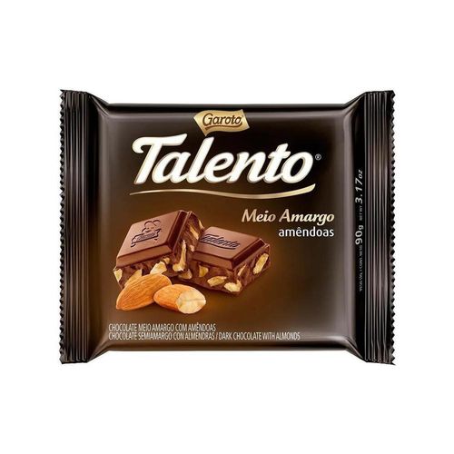 Garoto Chocolate Talento Meio Amargo Amêndoas 85g