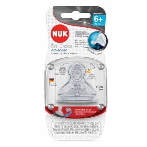 Bico de Mamadeira NUK First Choice Advanced 6 Meses+ Tamanho 2 Média Consistência com 1 Unidade