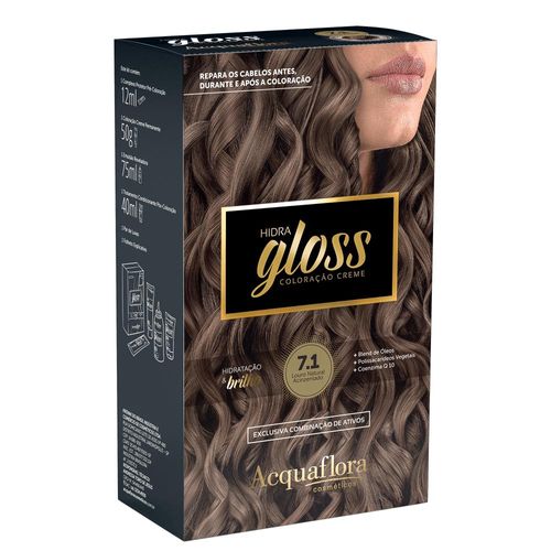 Acquaflora Hidra Gloss 7.1 Louro Natural Acinzentado Coloração Permanente 177g