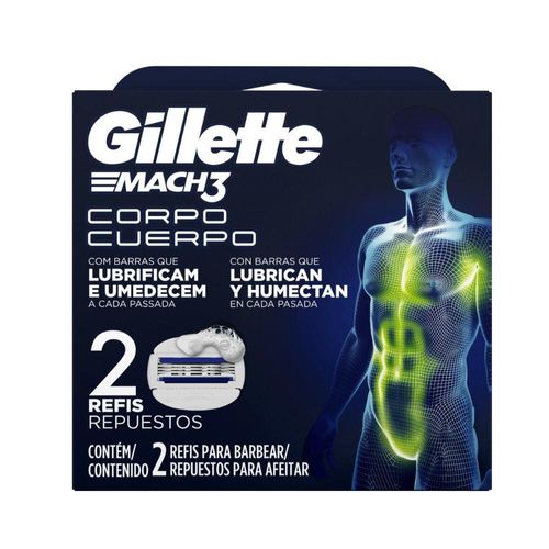 Carga para Aparelho de Depilar Gillette Mach3 Corpo com 2 Unidades