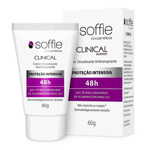 Creme Desodorante Antitranspirante Soffie Clinical Women 48h 60g