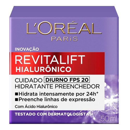 Creme Facial Anti-idade L'oréal Paris Revitalift Hialurônico Diurno FPS 20 49g