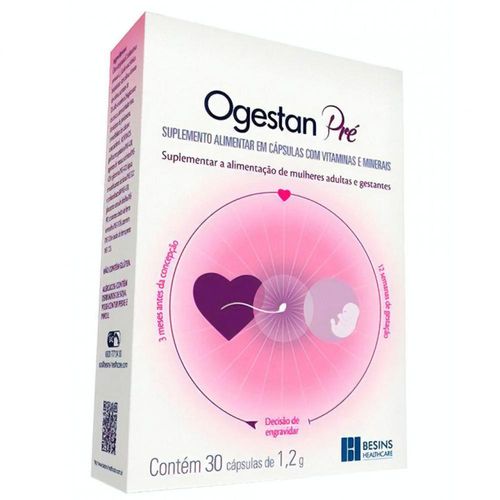 Suplemento Vitamínico Ogestan Pré com 30 cápsulas de 1.2g