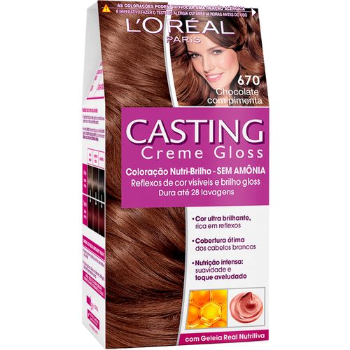 Coloração Permanente L'Oréal Casting Creme Gloss N° 670 Chocolate Pimenta com 1 Unidade
