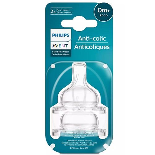 Bico de Mamadeira Avent Philips Anti-Colic N.01 Recém Nascido com 2 Unidades