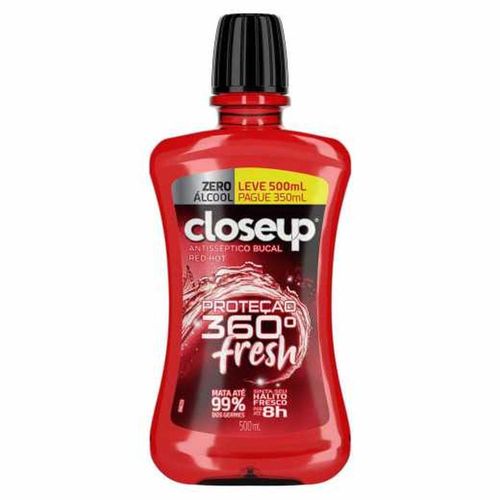 Enxaguante Bucal Closeup Red Hot Proteção 360° Fresh Pague 350ml e Leve 500ml