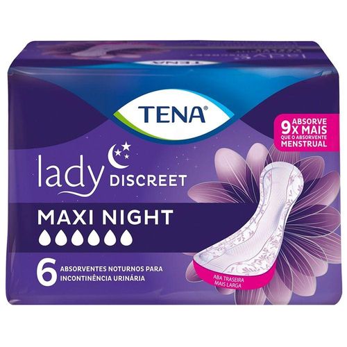 Absorvente Tena Lady Discreet Maxi Night para Incontinência Urinária com 6 Unidades