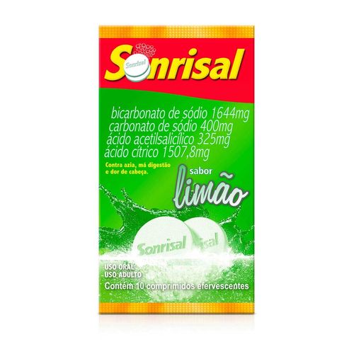 Sonrisal 1644mg + 400mg + 325mg + 1507,8mg Sabor Limão com 5 Envelopes com 2 Comprimidos Efervescentes