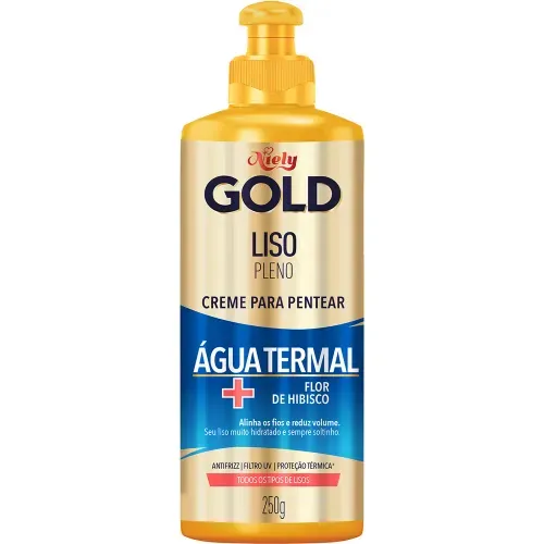 Creme para Pentear Niely Gold Liso Pleno Água Termal + Flor de Hibisco 250g