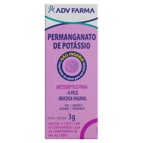 Permanganato de Potássio 100mg com 30 Comprimidos