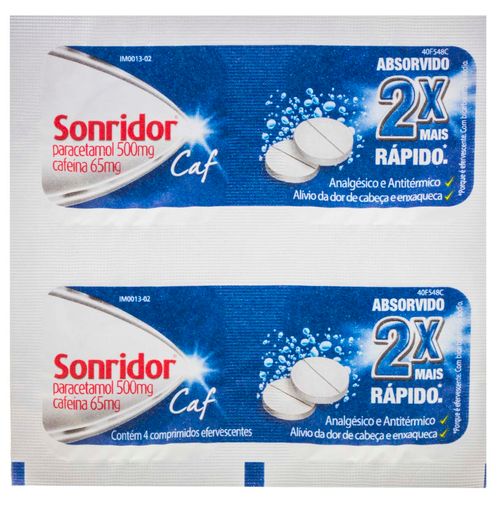 Sonridor Caf 500mg + 65mg com 4 Comprimidos Efervescentes