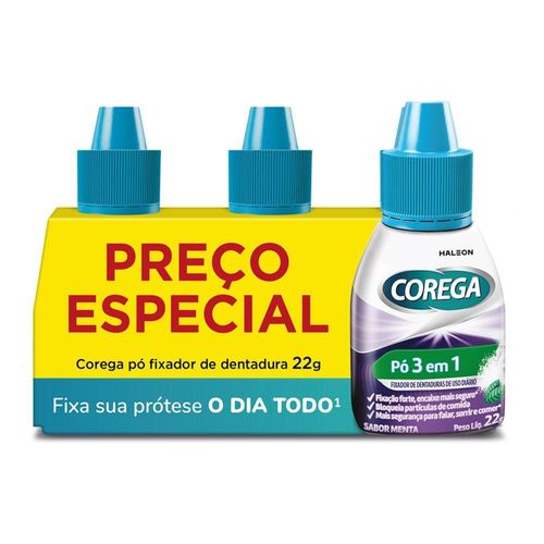 Corega Pó Fixador de Dentadura 3 em 1 22g