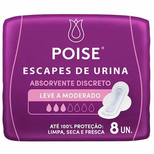 Absorvente Discreto Poise Escapes de Urina Leve a Moderado com 8 Unidades