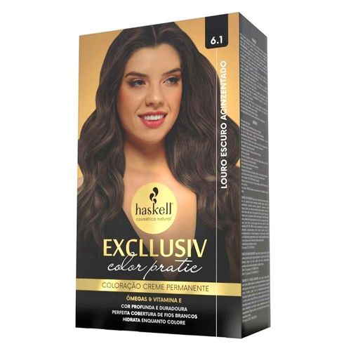 Kit Coloração Creme Excllusiv Color Pratic Haskell Cor Nº 6.1 Louro Escuro Acinzentado com 1 Unidade