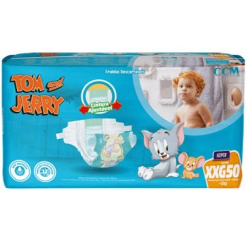 Fralda Infantil Tom e Jerry Hiper Tamanho XXG com 50 Unidades