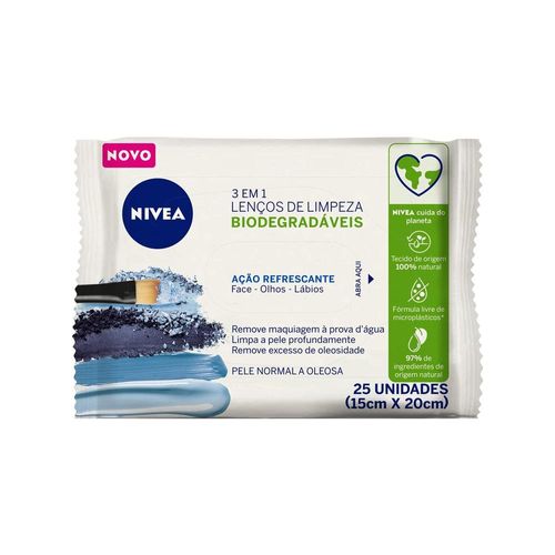 Lenços Demaquilantes Nivea 3 em 1 Ação Refrescante com 25 Unidades
