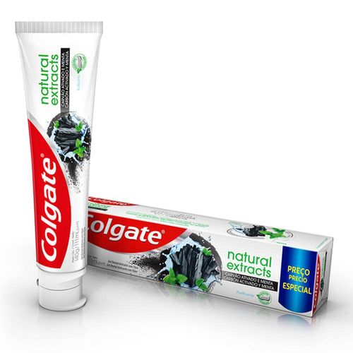 Creme Dental Natural Extracts Carvão Ativado e Menta Colgate 140g