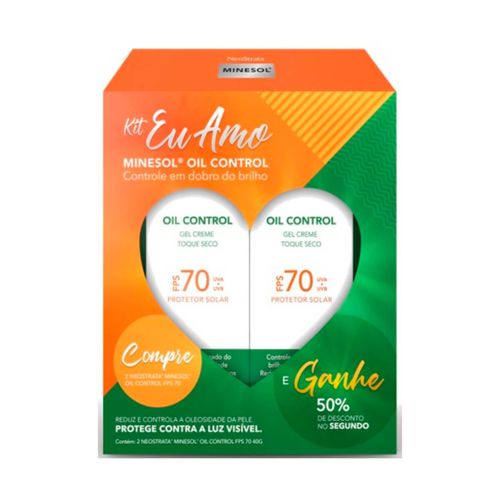 Kit Eu Amo Minesol Oil Control Protetor Solar FPS 70 com 2 Unidades com 40g