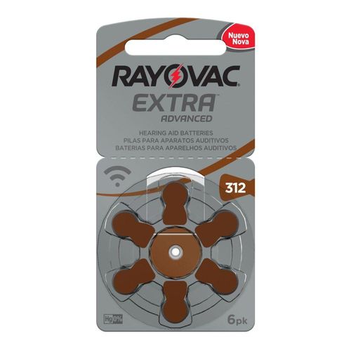 Pilha para Aparelho Auditivo 312 Rayovac Extra Advanced com 6 Unidades