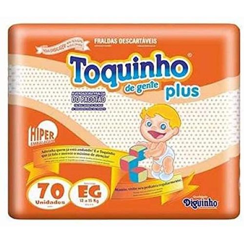 Fralda Descartável Infantil Diguinho Toquinho de Gente Plus EG com 70 Unidades