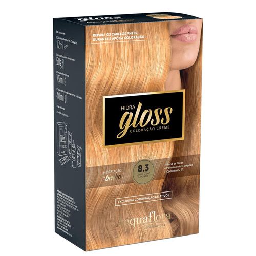 Acquaflora Hidra Gloss 8.3 Louro Claro Dourado Coloração Permanente 177g