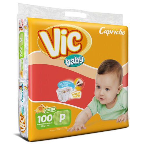 Fralda Vic Baby P Dry Lock com 100 Unidades