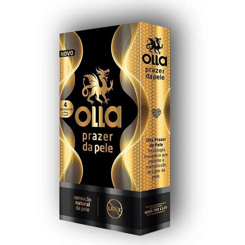 Olla Sachê Preservativo Lubrificado Prazer da Pele com 4 Unidades