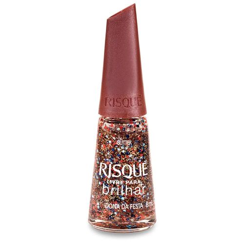 Esmalte Glitter Risqué Livre para Brilhar Dona da Festa 8ml