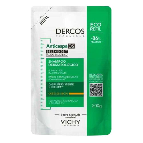 Refil Shampoo Anticaspa DS Vichy Dercos Cabelos Secos 200g