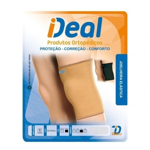 Joelheira Elástica Bege Ideal Produtos Ortopédicos Tamanho G com 1 Unidade