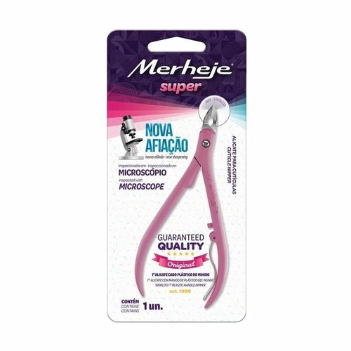 Alicate de Unhas Merheje Super Cor Pink com 1 Unidade