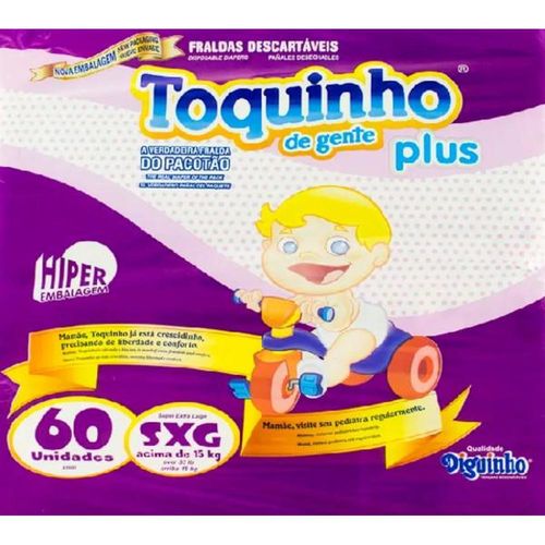Fralda Descartável Infantil Toquinho de Gente Plus SXG com 60 Unidades