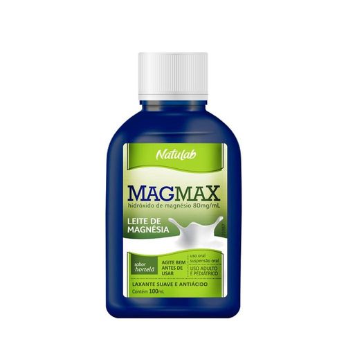 Leite de Magnésia Magmax 1200mg/15ml Suspensão de Uso Oral Sabor Hortelã Frasco 100ml