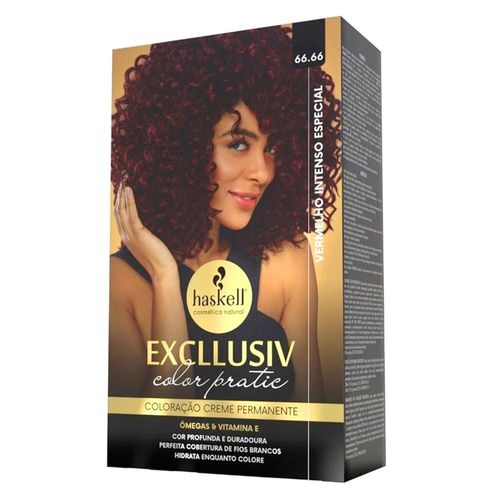 Kit Coloração Haskell Excllusiv Color Pratic Cor Nº 66.66 Vermelho Intenso Especial com 1 Unidade