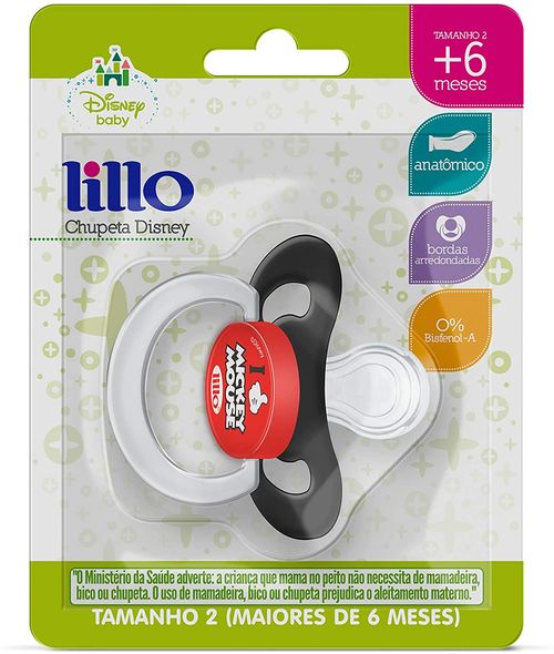 Chupeta Lillo Disney Ortodôntica Silicone Mickey Tamanho 1 com 1 Unidade
