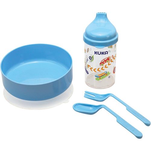 Kit Kuka Refeições Azul com 1 Prato + 1 Copo + 2 Talheres
