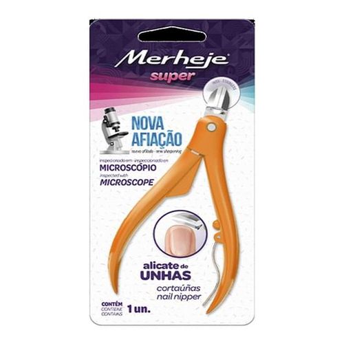 Alicate de Unhas Merheje Super Cor Laranja com 1 Unidade