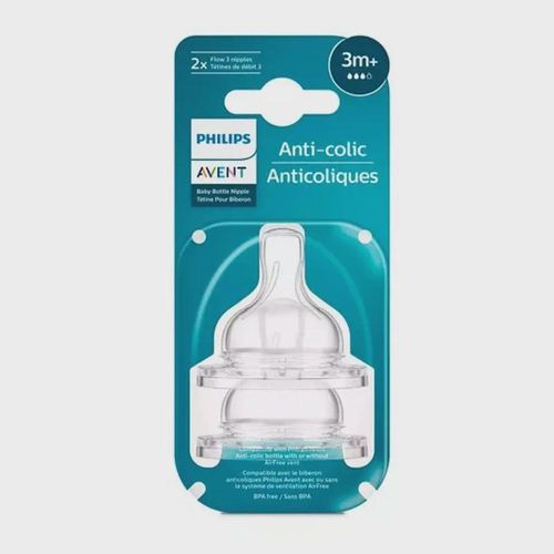 Bico de Mamadeira Avent Philips Anti-Colic N.03 +3 Meses com 2 Unidades