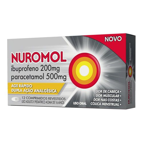 Nuromol 200mg + 500mg com 12 Comprimidos Revestidos