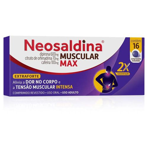 Neosaldina Muscular Max Dipirona 600mg + Cafeína 100mg + Citrato de Orfenadrina 70mg com 16 Comprimidos