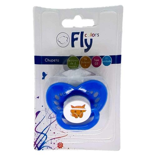 Fly Chupeta Baby Soft com Bico de Silicone Cor Azul com 1 Unidade