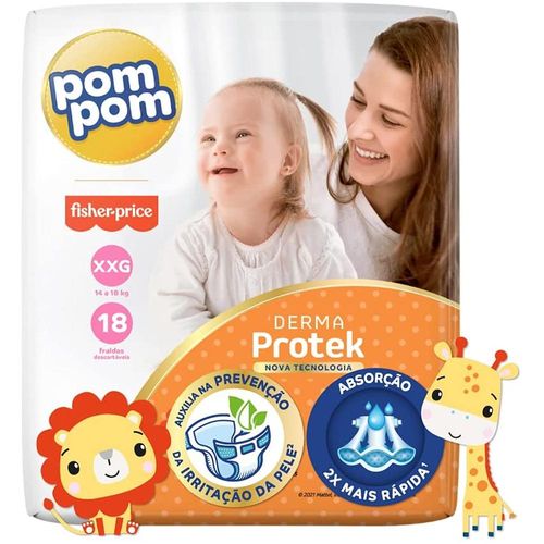 Fralda Pom Pom Derma Protek XXG com 18 Unidades