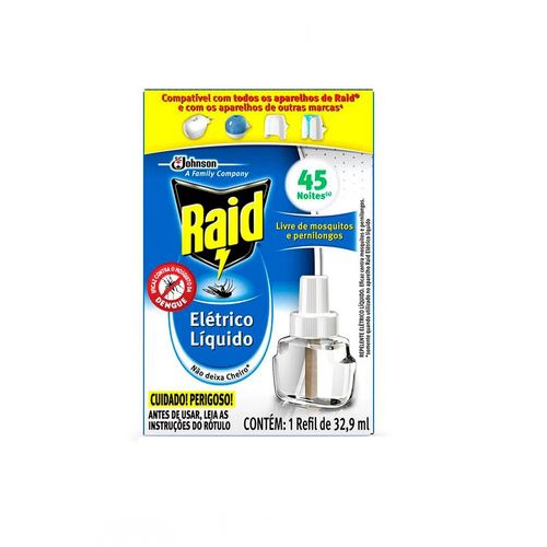 Refil Repelente Elétrico Líquido 45 Noites Raid 32,9ml