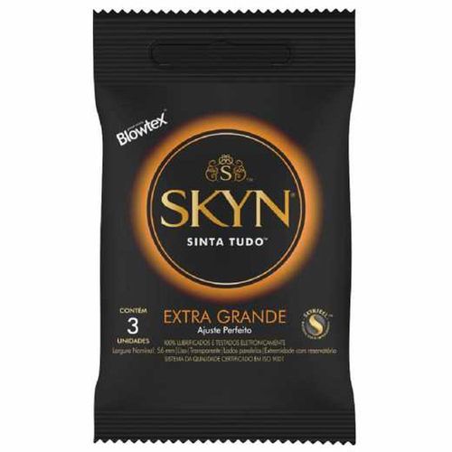 Preservativo Lubrificado Blowtex Skin Extra Grande com 3 Unidades
