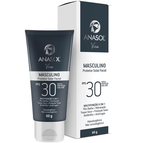 Protetor Solar Facial Masculino FPS 30 Anasol 60g