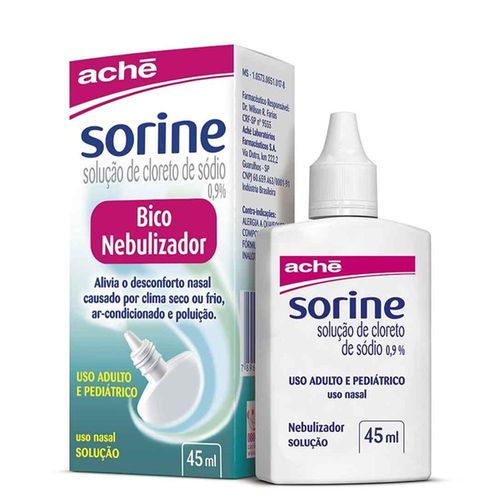 Sorine 0,9% com Bico Nebulizador Solução Nasal Frasco Gotejador 45ml