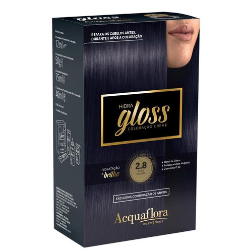 Acquaflora Hidra Gloss 2.8 Preto Azulado Coloração Permanente 177g