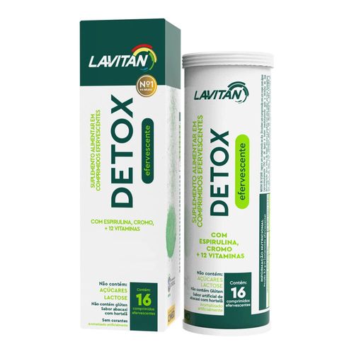 Lavitan Detox Efervescente Sabor Abacaxi com Hortela com 16 Comprimidos