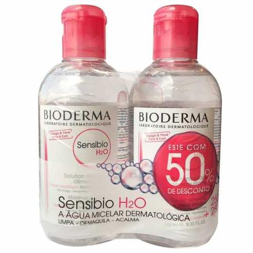 Kit Água Micelar Dermatológica Calmante Bioderma Sensibio H2O com 2 Unidades com 250ml